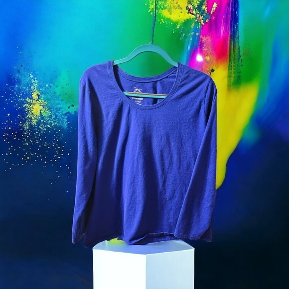 T-Shirt Long Sleeve Women’s Size 1X (16W) Just My Size Essentials Navy Casual - Picture 6 of 6